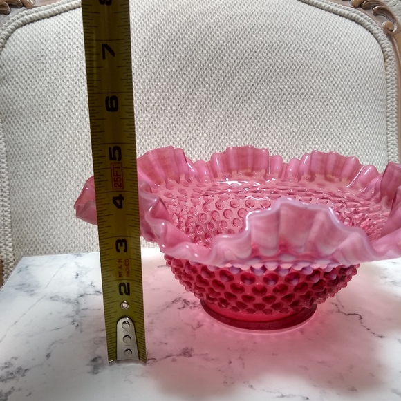 Fenton Cranberry Opalescent Hobnail Bowl - Picture 4 of 9